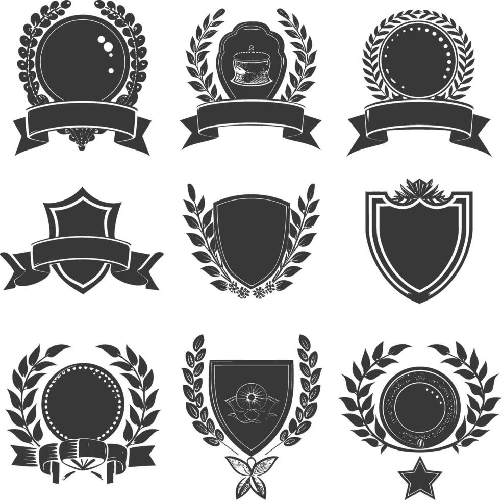 ai gegenereerd silhouet wijnoogst retro vector badges en etiketten zwart kleur enkel en alleen