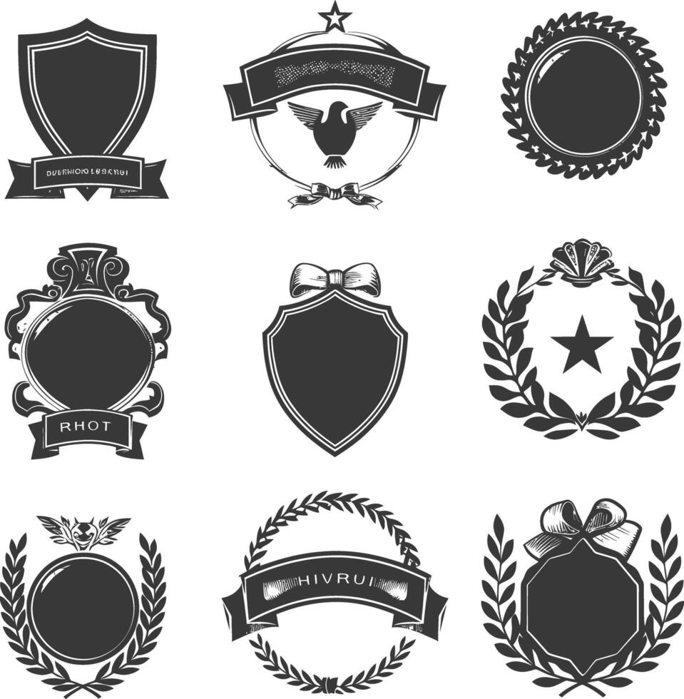 ai gegenereerd silhouet wijnoogst retro vector badges en etiketten zwart kleur enkel en alleen