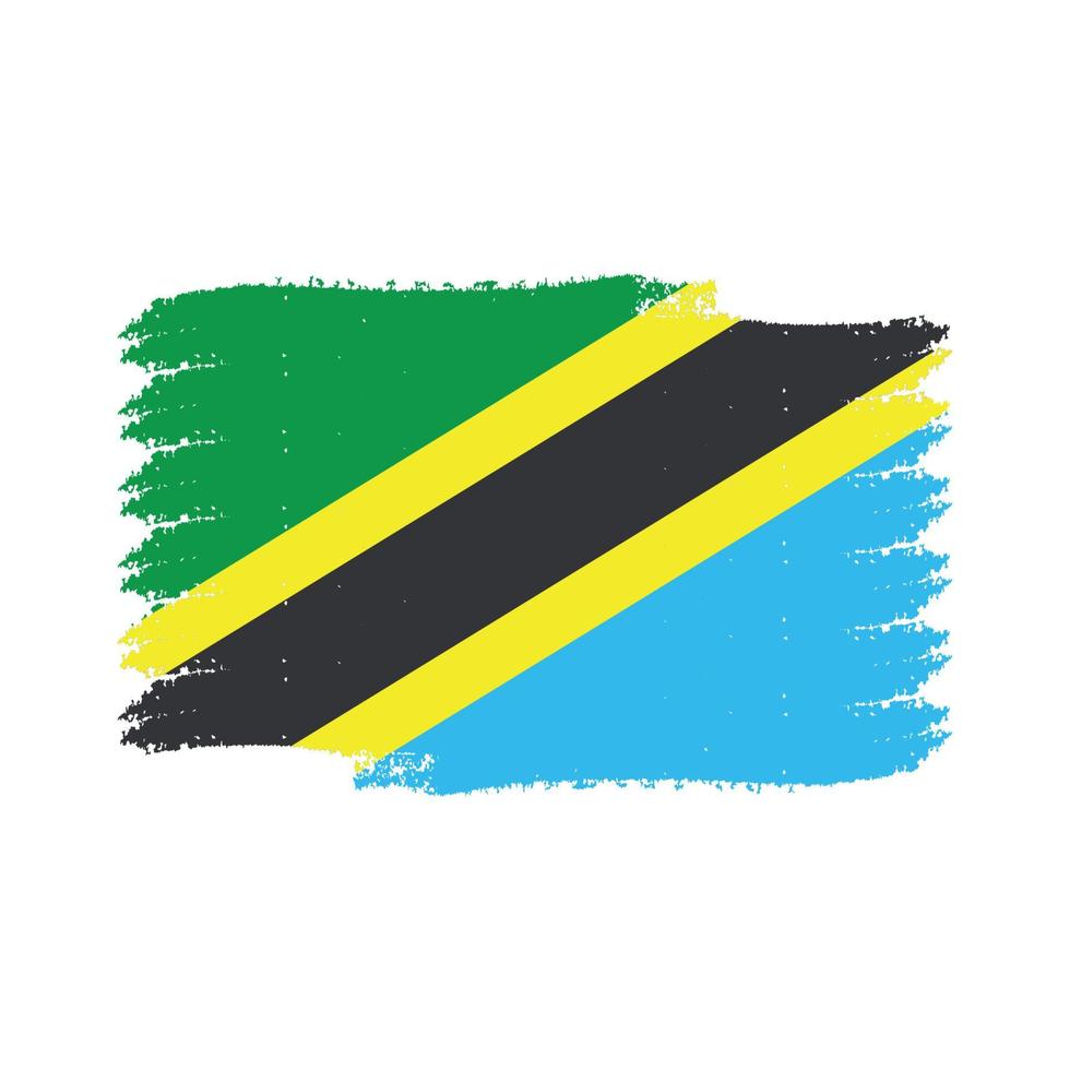 vlag van Tanzania met aquarel geschilderd penseel vector