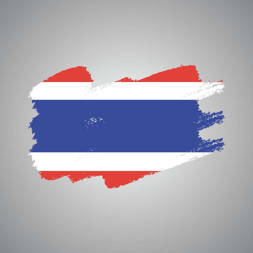 vlag van thailand met aquarel geschilderd penseel vector
