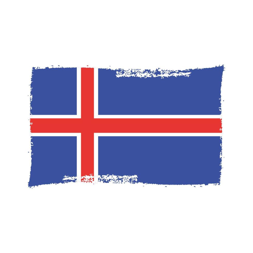 vlag van ijsland met aquarel geschilderd penseel vector
