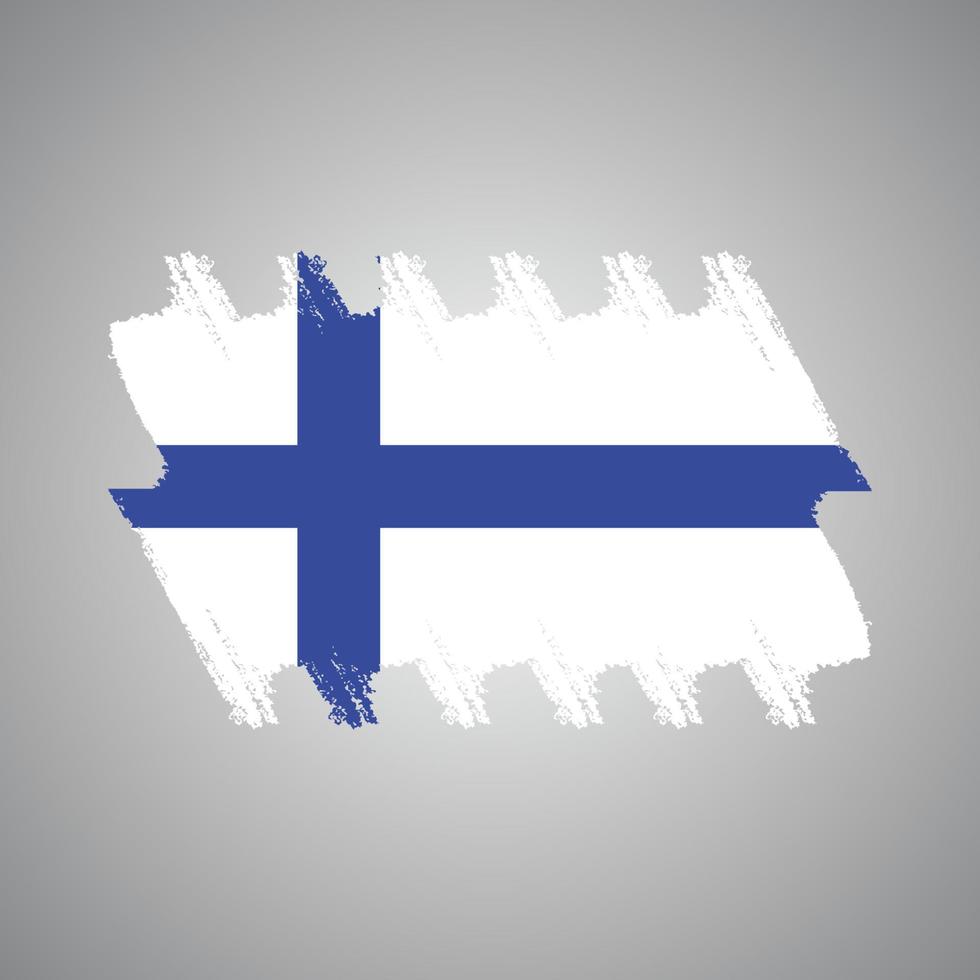 vlag van finland met aquarel geschilderd penseel vector