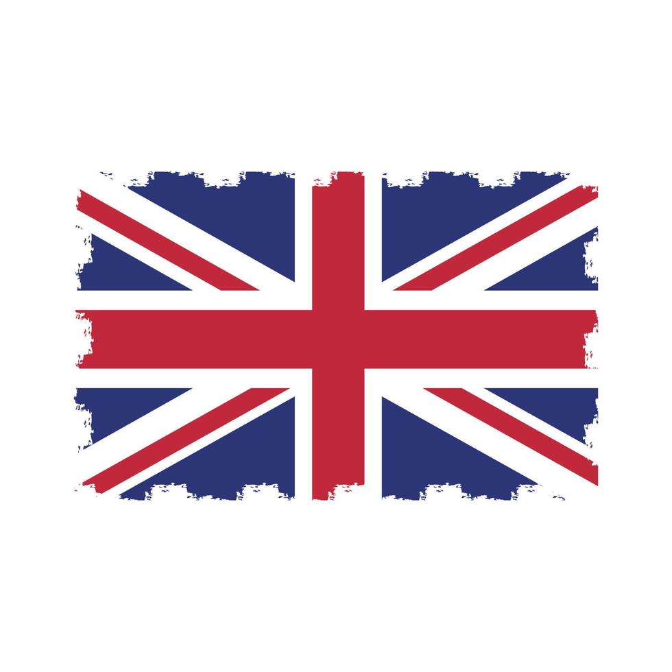 vlag van het verenigd koninkrijk met aquarel geschilderd penseel vector