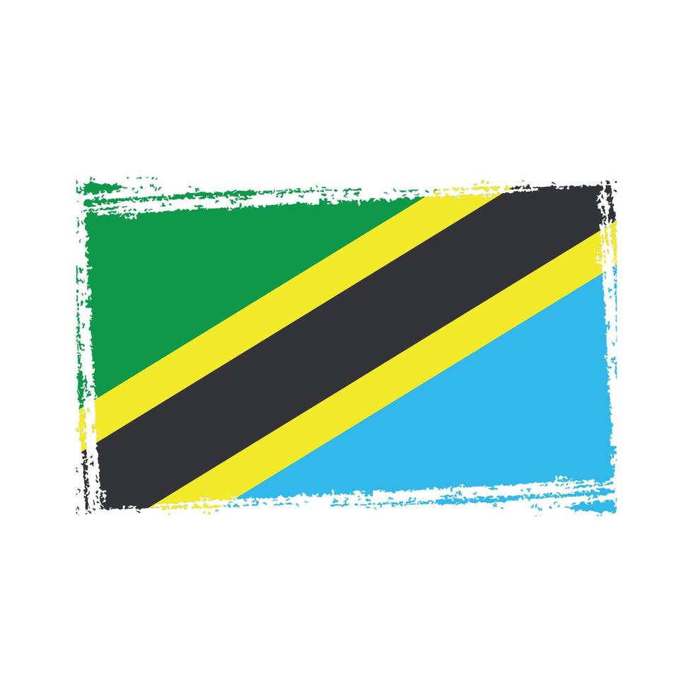 vlag van Tanzania met aquarel geschilderd penseel vector