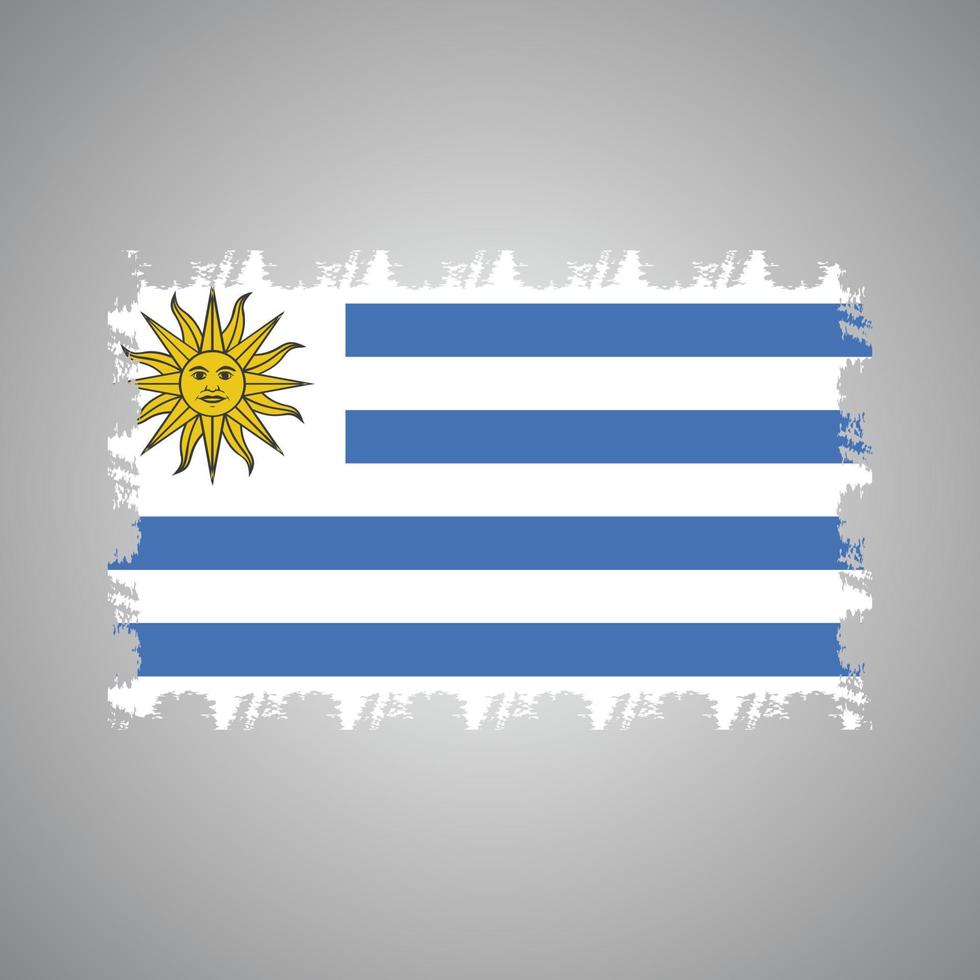 uruguay vlag met waterverf geschilderd penseel vector