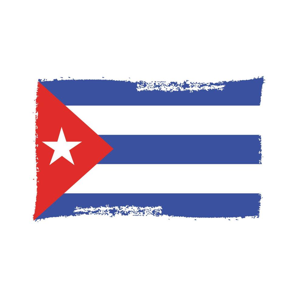 Cuba vlag met aquarel geschilderd penseel vector