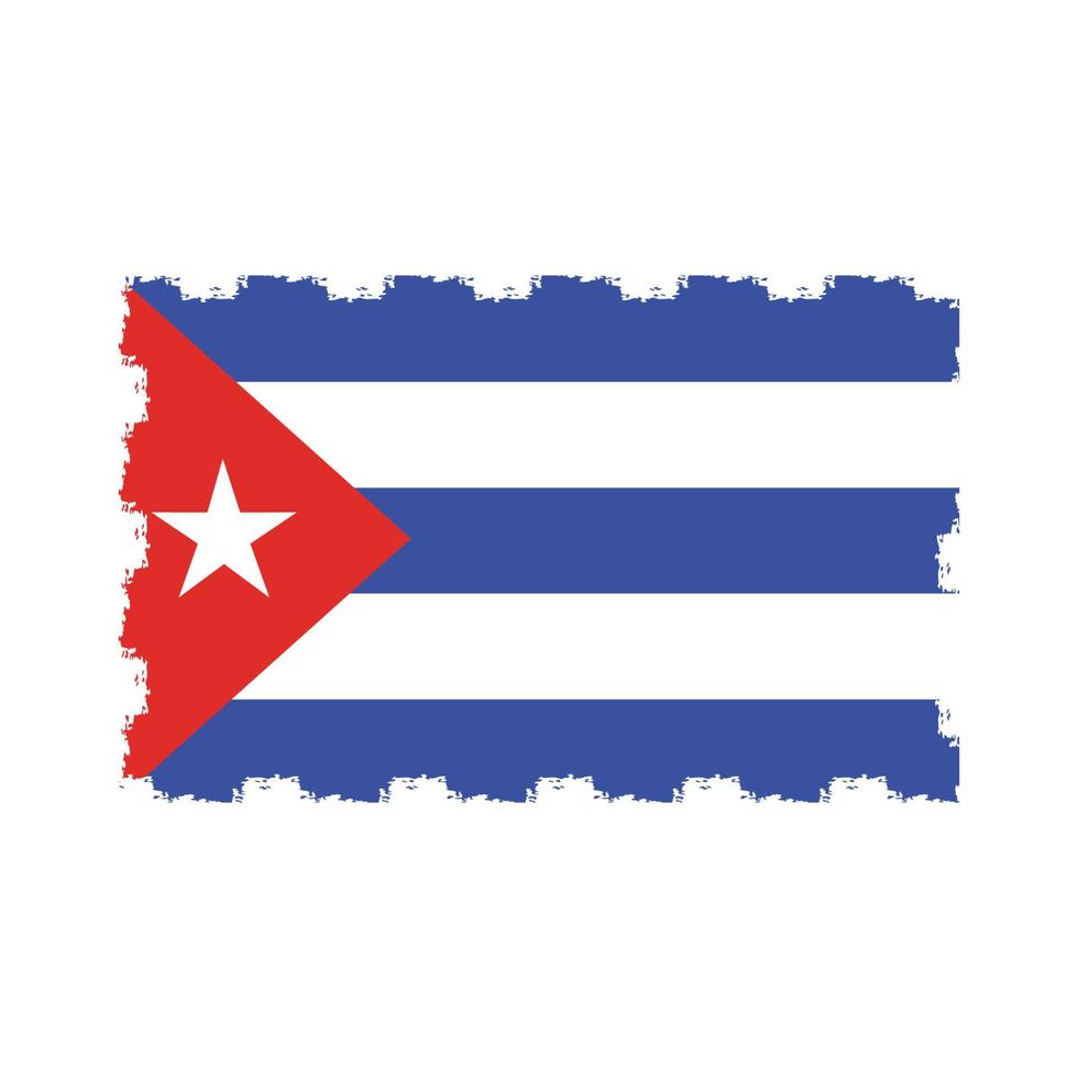 Cuba vlag met aquarel geschilderd penseel vector