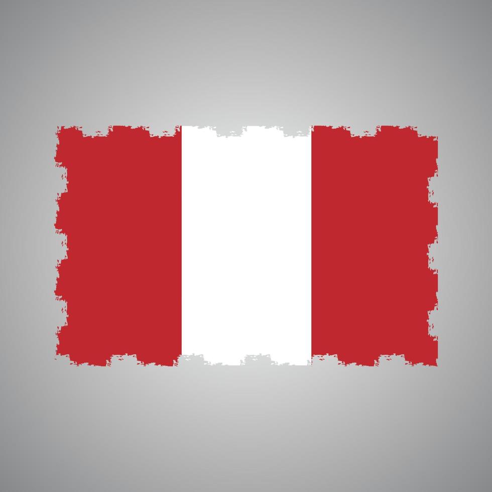 vlag van peru met aquarel geschilderd penseel vector