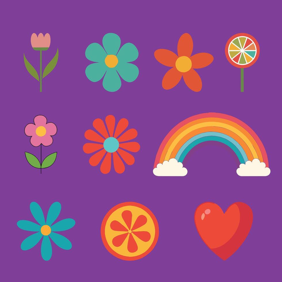 fantastisch en lief hippie regenboog trots vector reeks