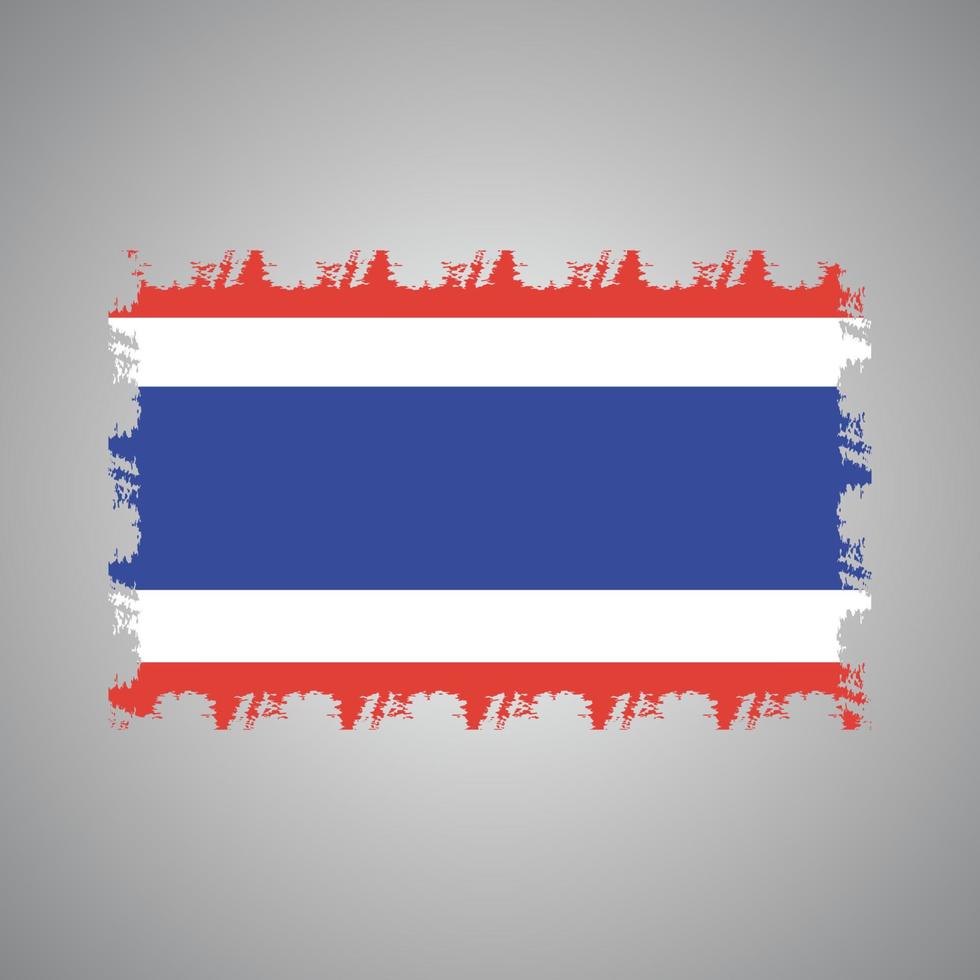 vlag van thailand met aquarel geschilderd penseel vector