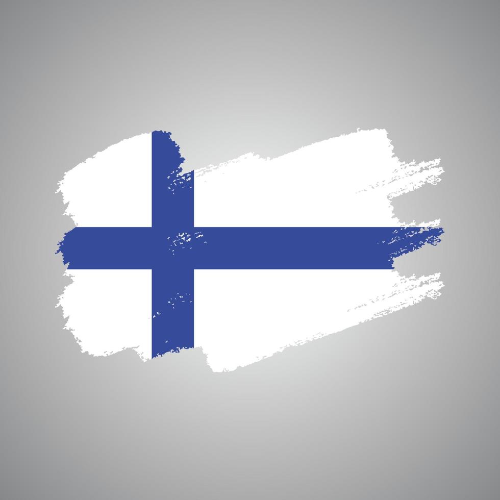 vlag van finland met aquarel geschilderd penseel vector