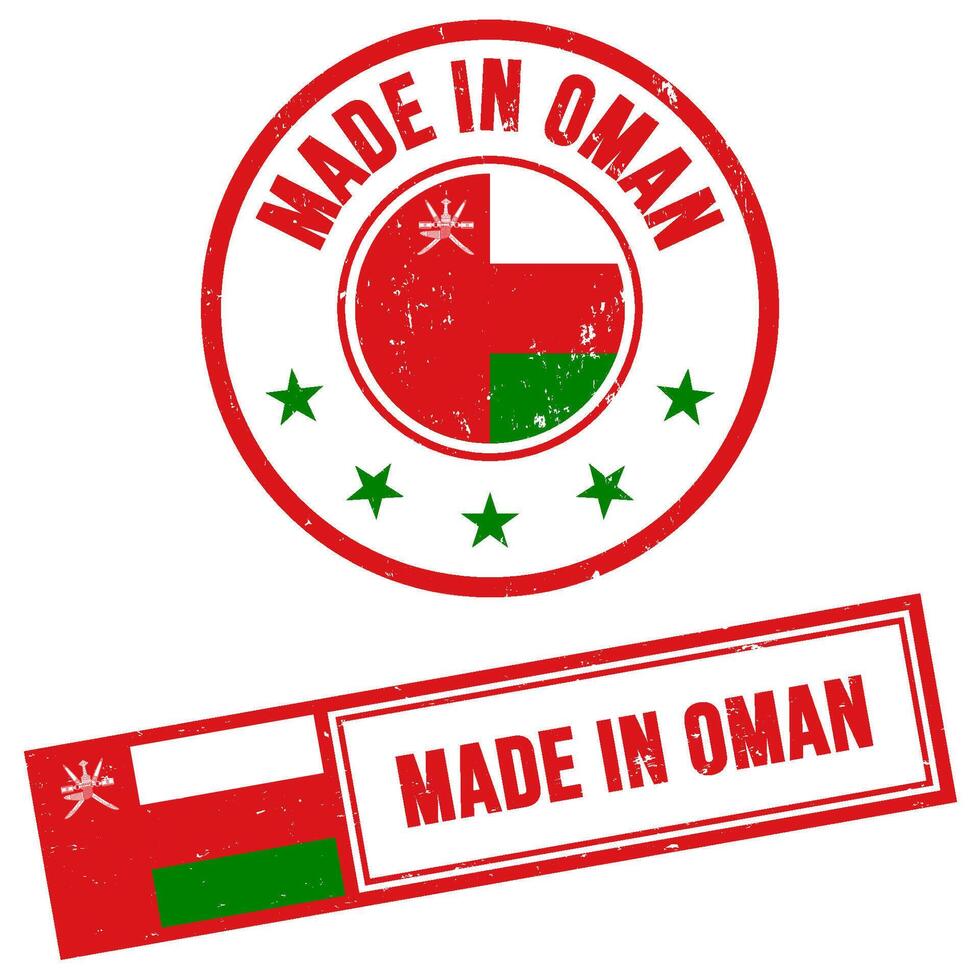 gemaakt in Oman postzegel teken grunge stijl vector
