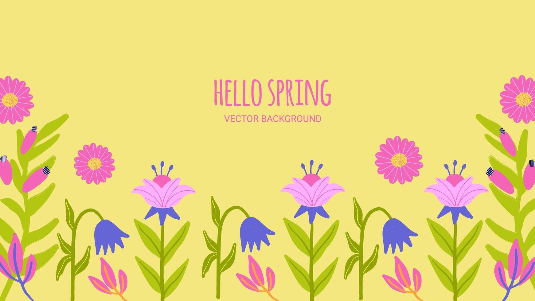 abstract horizontaal banier voorjaar bloeiend bloemen en bladeren vector