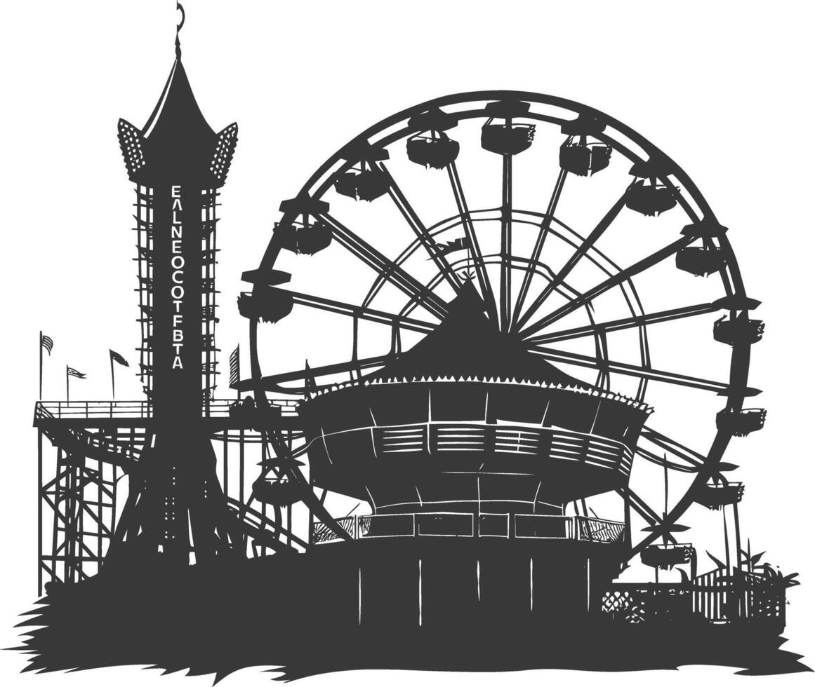 ai gegenereerd silhouet verlaten amusement park zwart kleur enkel en alleen vector