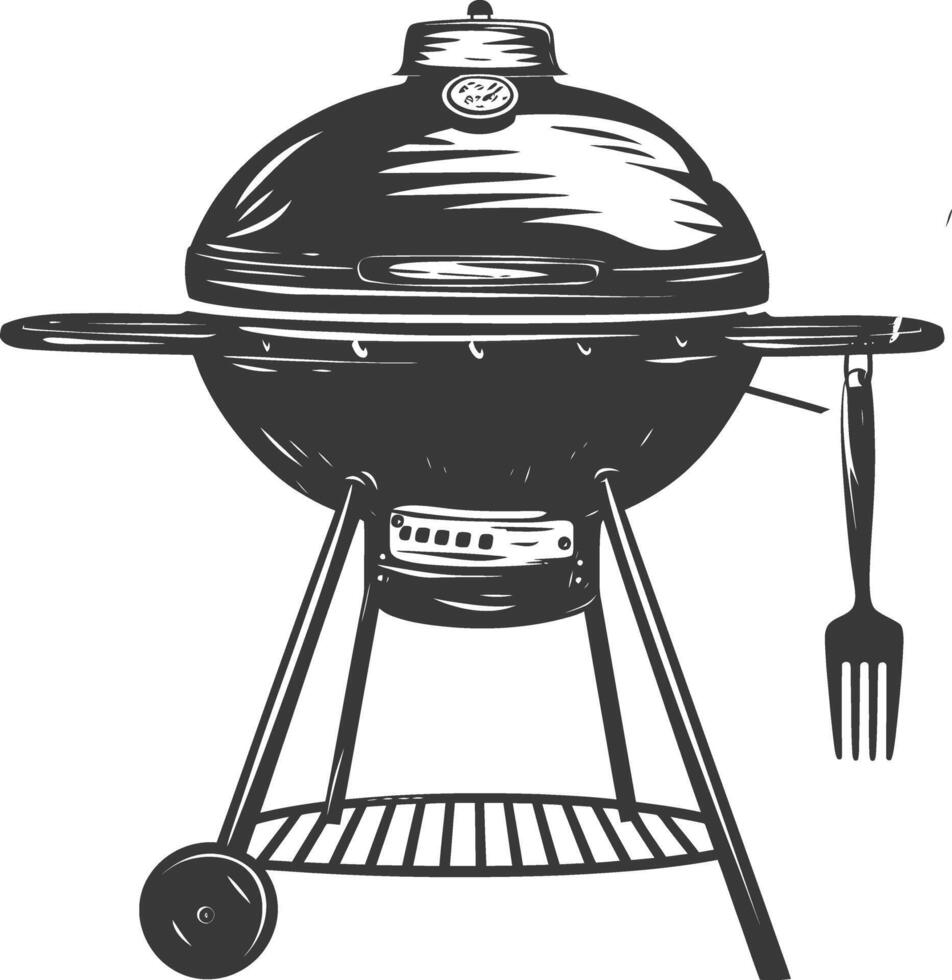 ai gegenereerd silhouet een barbecue rooster offset roker top naar beneden zwart kleur enkel en alleen vector