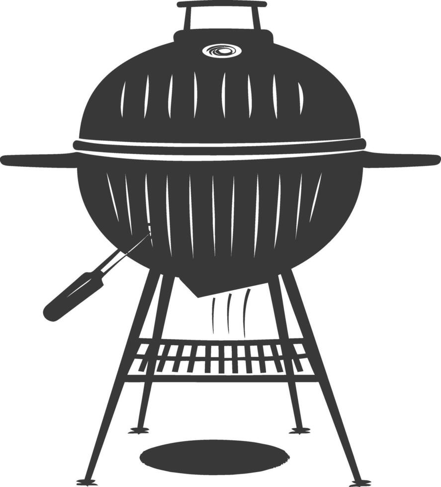 ai gegenereerd silhouet een barbecue rooster offset roker top naar beneden zwart kleur enkel en alleen vector