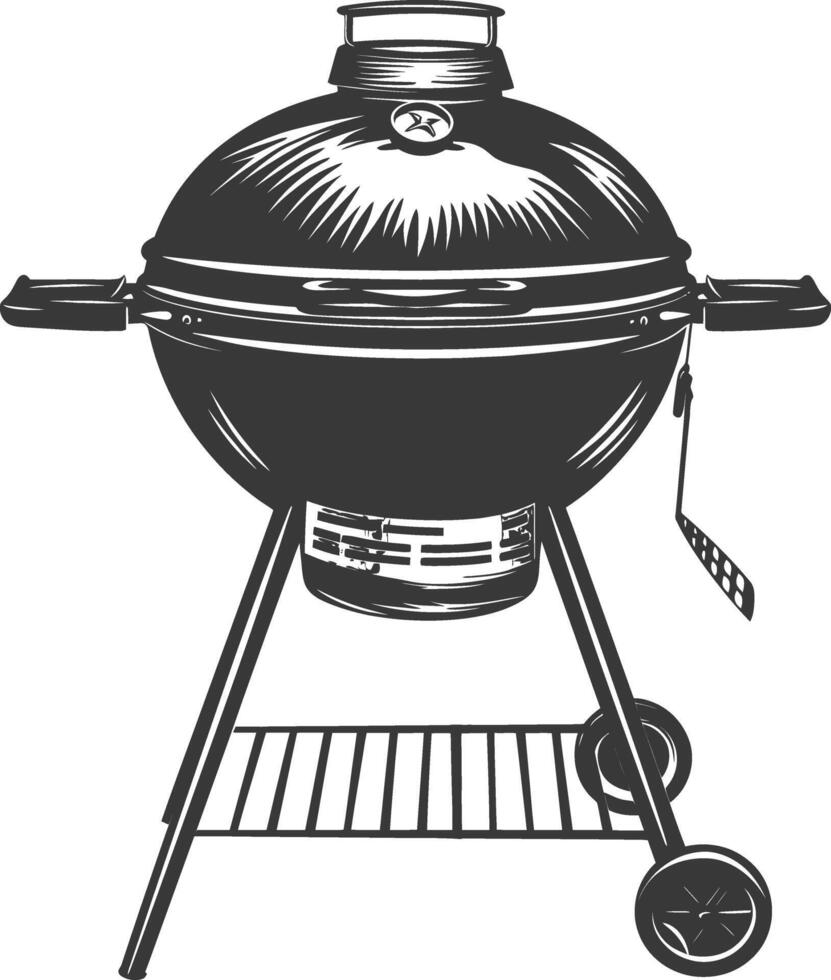 ai gegenereerd silhouet een barbecue rooster offset roker top naar beneden zwart kleur enkel en alleen vector