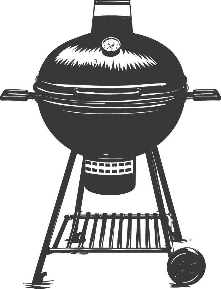 ai gegenereerd silhouet een barbecue rooster offset roker top naar beneden zwart kleur enkel en alleen vector