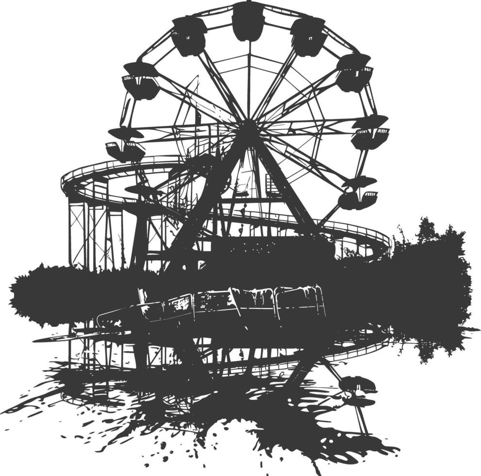 ai gegenereerd silhouet verlaten amusement park zwart kleur enkel en alleen vector