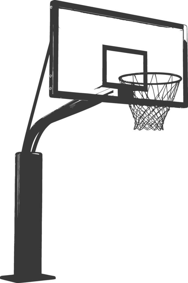 ai gegenereerd silhouet basketbal grond hoepel zwart kleur enkel en alleen vector