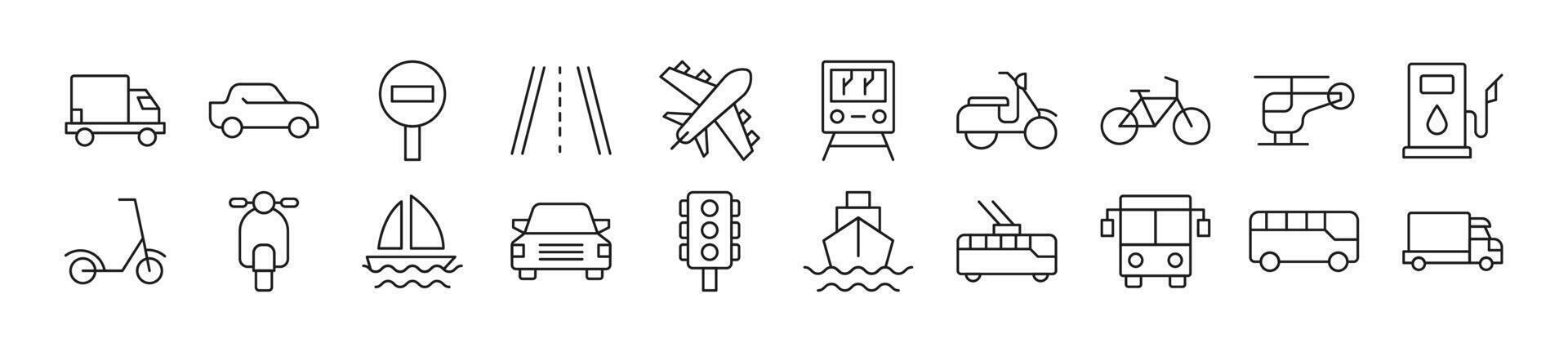 vervoer lineair vector pictogrammen verzameling. bewerkbare hartinfarct. gemakkelijk lineair illustratie voor web plaatsen, kranten, Lidwoord boek