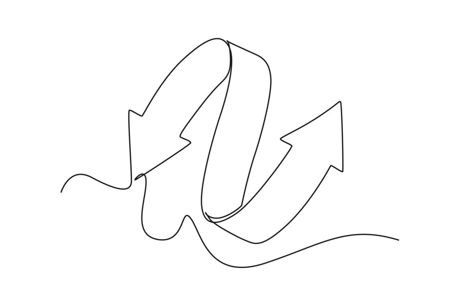 een doorlopend lijn tekening van pijl concept. tekening vector illustratie in gemakkelijk lineair stijl.