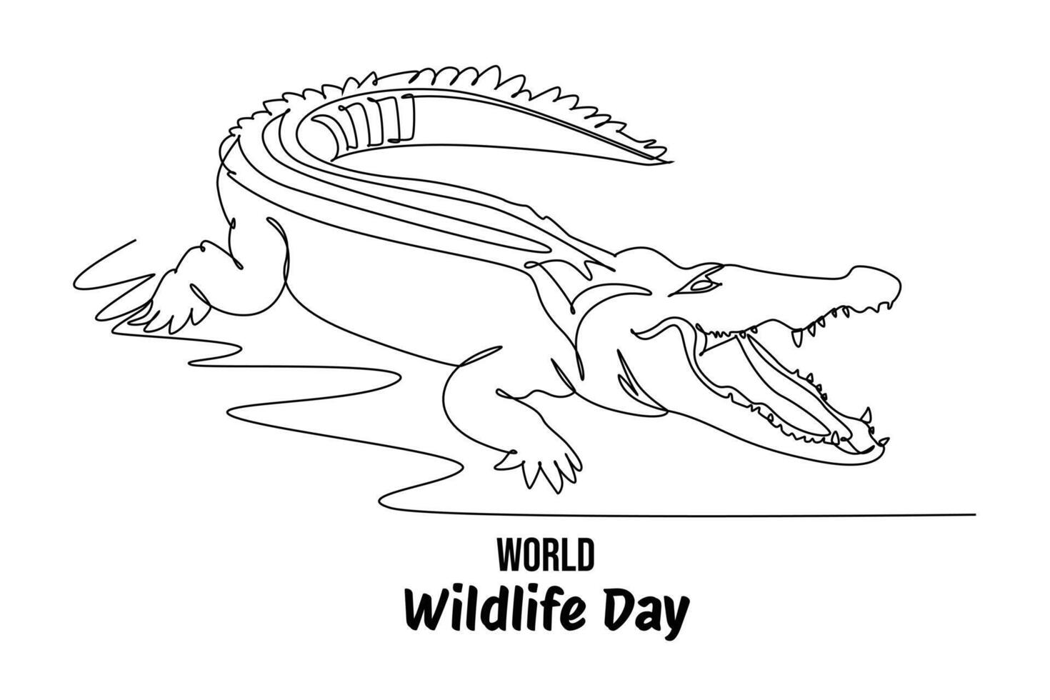 doorlopend een lijn tekening wereld dieren in het wild dag concept. tekening vector illustratie.