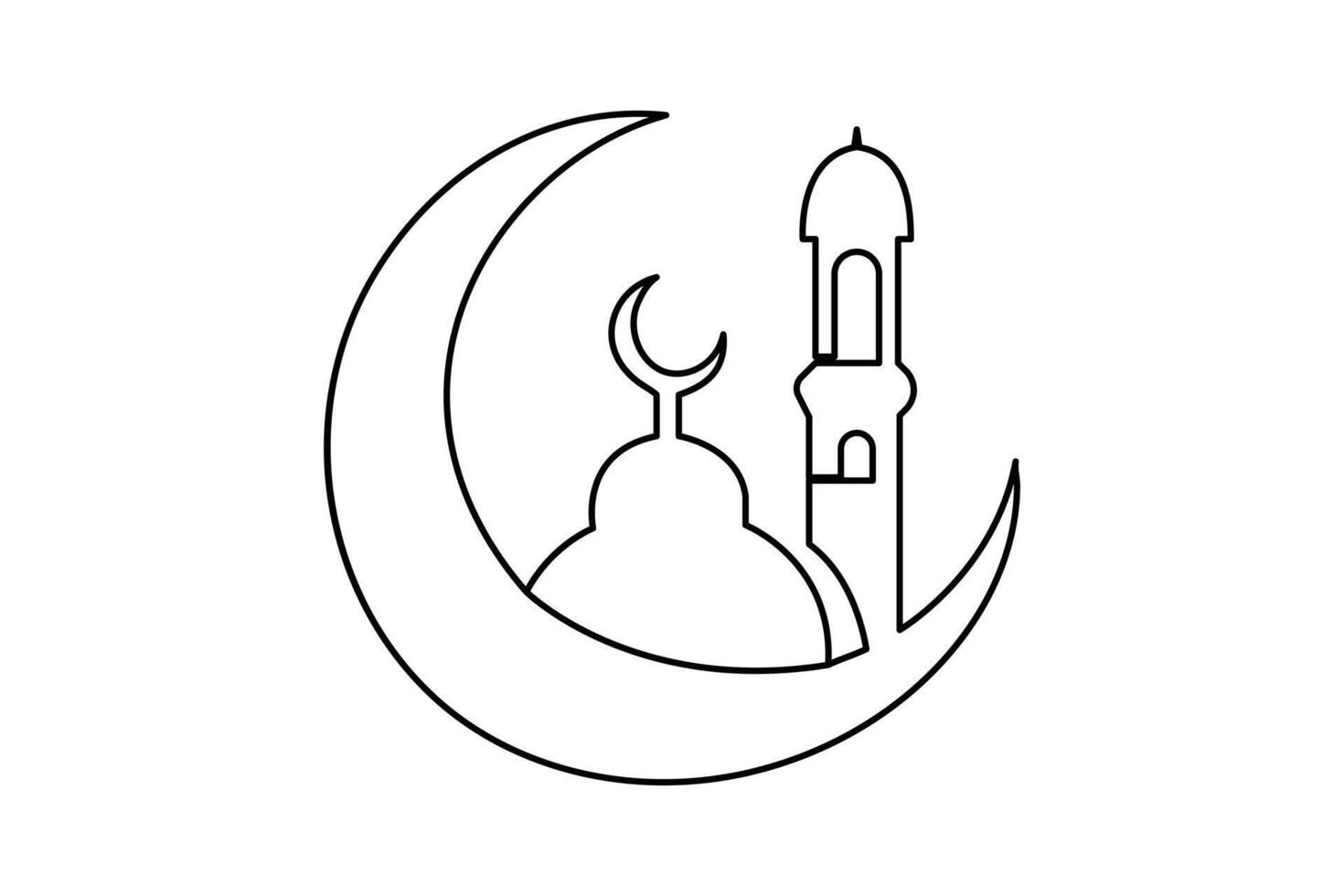 doorlopend een lijn Ramadan symbool. moskee, eid mubarak, eid fitr vector lijn concept schets vector kunst illustratie