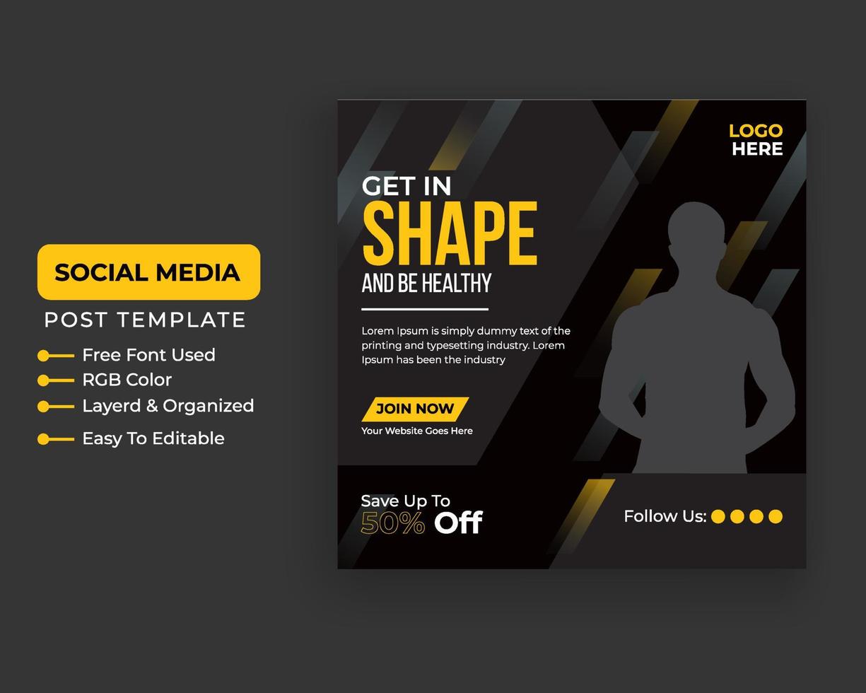 fitness gym flyer social media post en webbanner sjabloon pro download vector