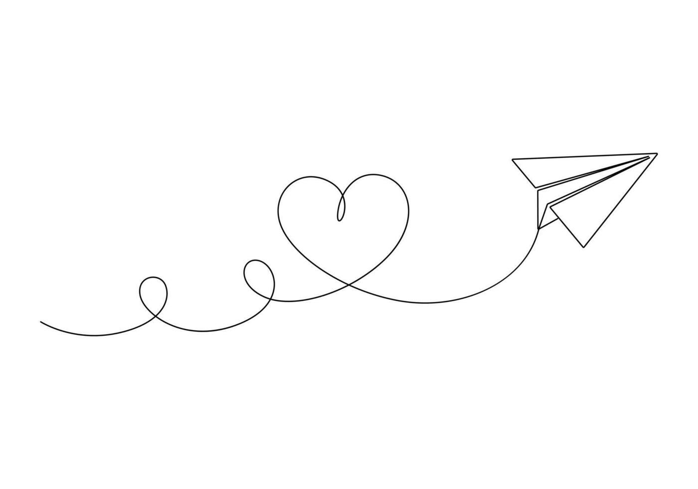 doorlopend een lijn tekening van papier vliegtuig geïsoleerd Aan wit achtergrond vector illustratie