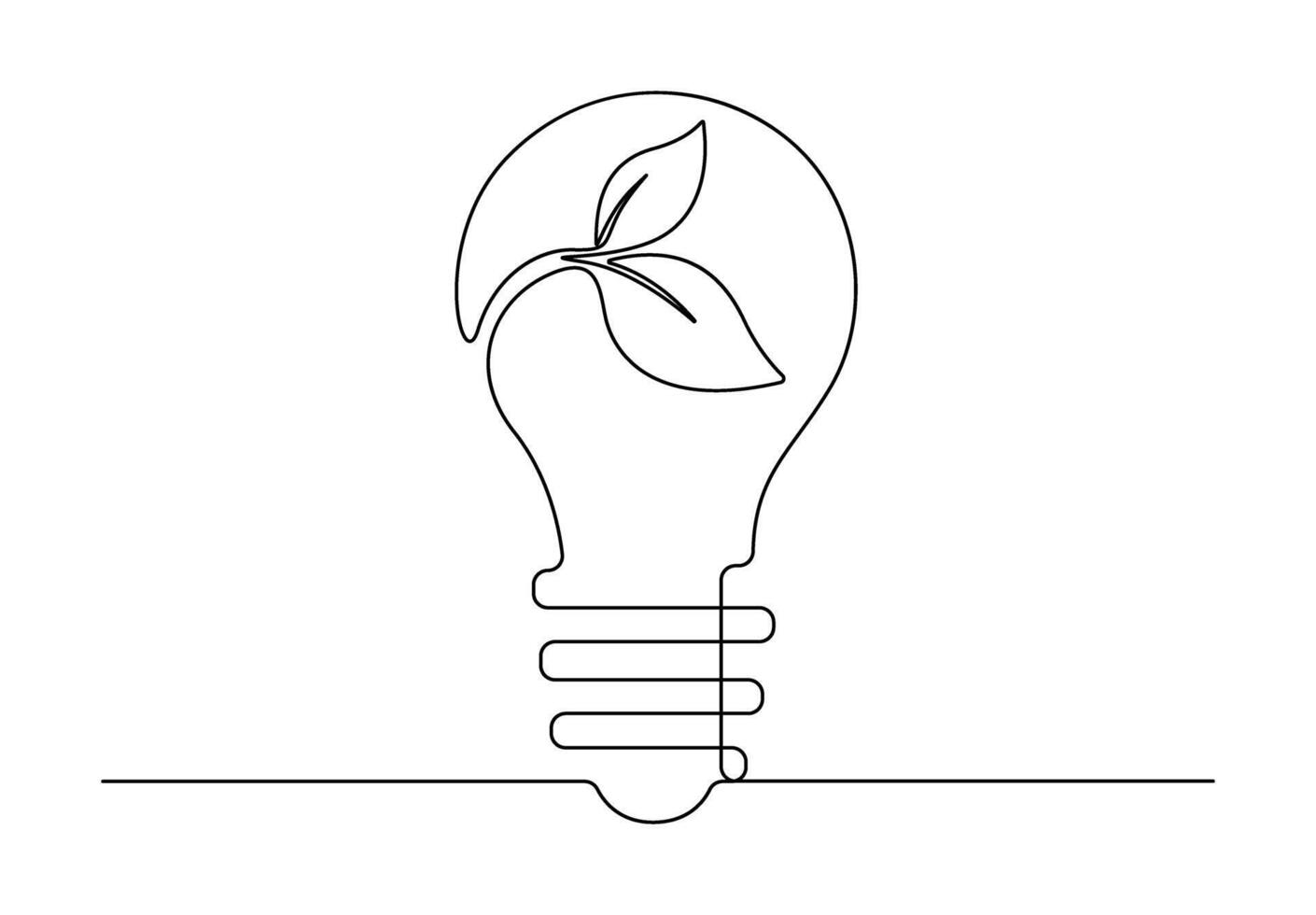 doorlopend een lijn tekening van licht lamp en fabriek. vector illustratie