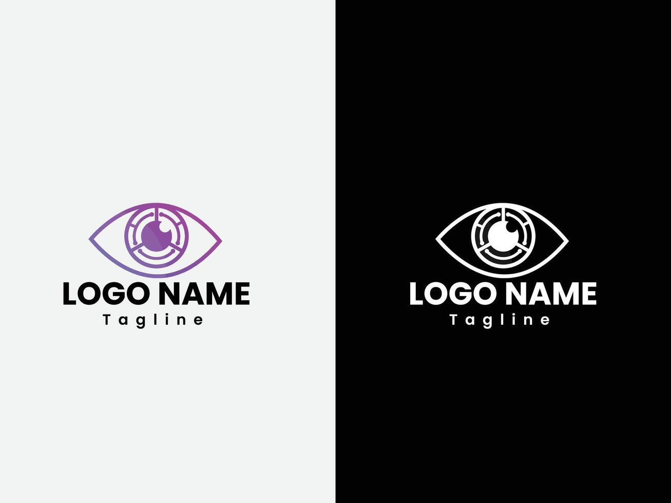technologie oog zorg logo ontwerp vector