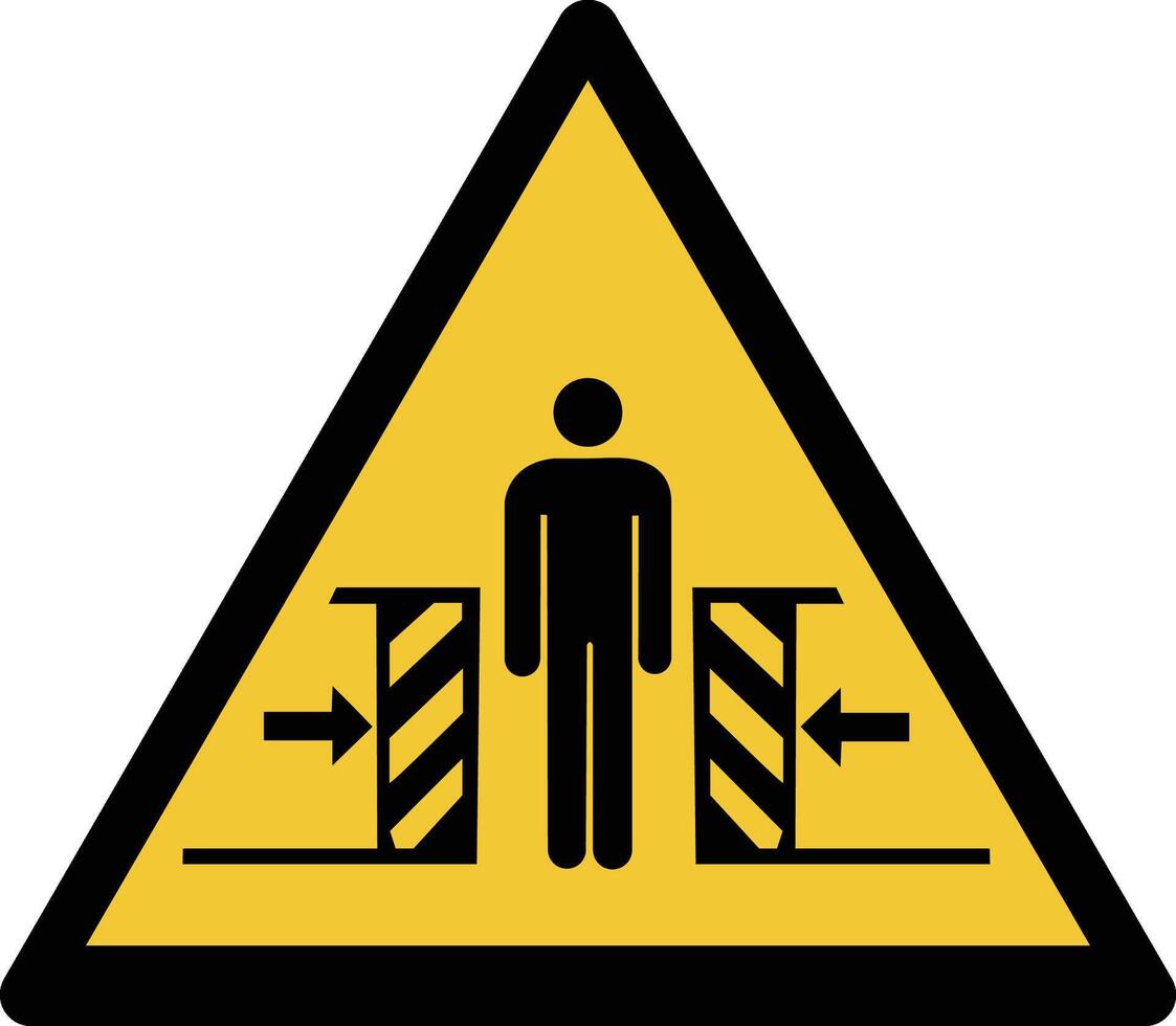 verpletterend door in beweging onderdelen iso waarschuwing symbool vector