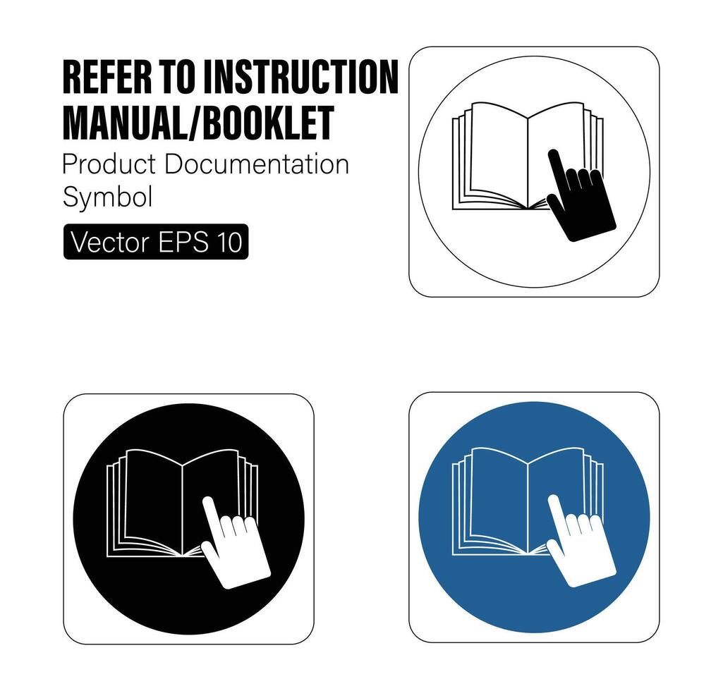 verwijzen naar instructie handleiding Product documentatie symbool vector