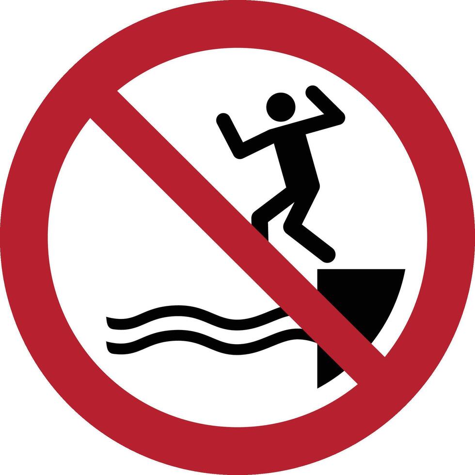 Nee jumping in water iso verbod symbool vector