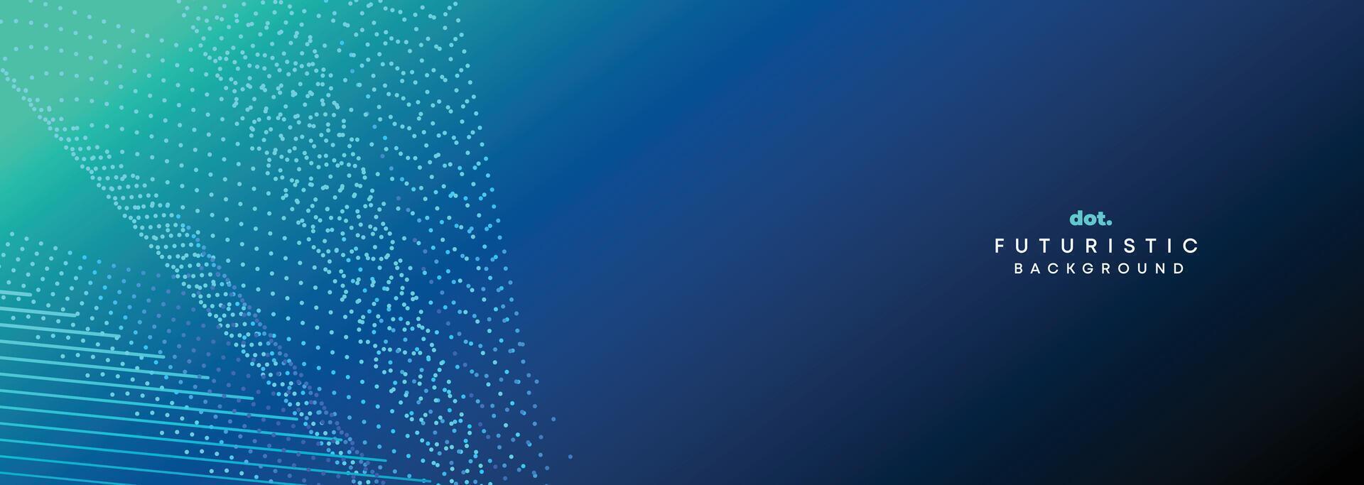 donker blauw groen helling vloeiende punt golvend deeltje meetkundig technologie abstract banier achtergrond. digitaal futuristische marine blauw stippel Golf concept voor wetenschap, muziek- omslag, website, hoofd vector