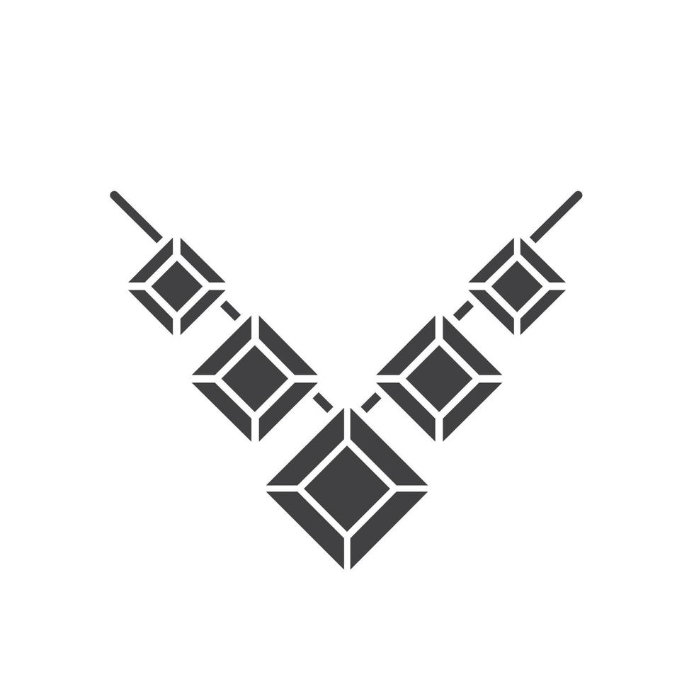 edelsteen ketting glyph icoon. silhouet symbool. negatieve ruimte. vector geïsoleerde illustratie