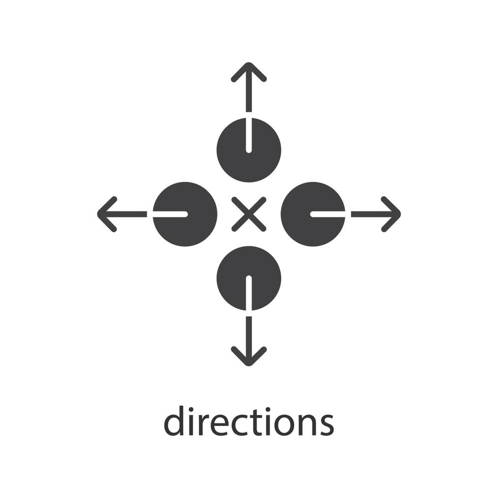 richtingen glyph pictogram. silhouet symbool. abstracte metafoor. negatieve ruimte. vector geïsoleerde illustratie