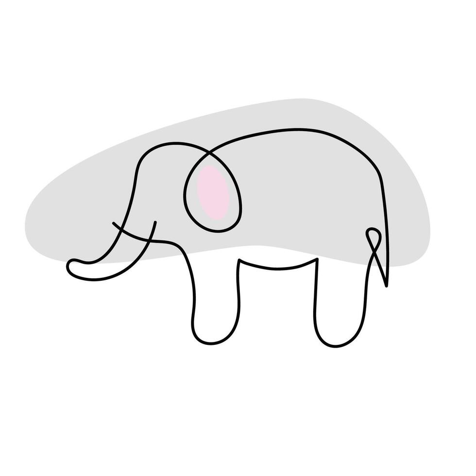 olifant een lijn kunst handgemaakt vector