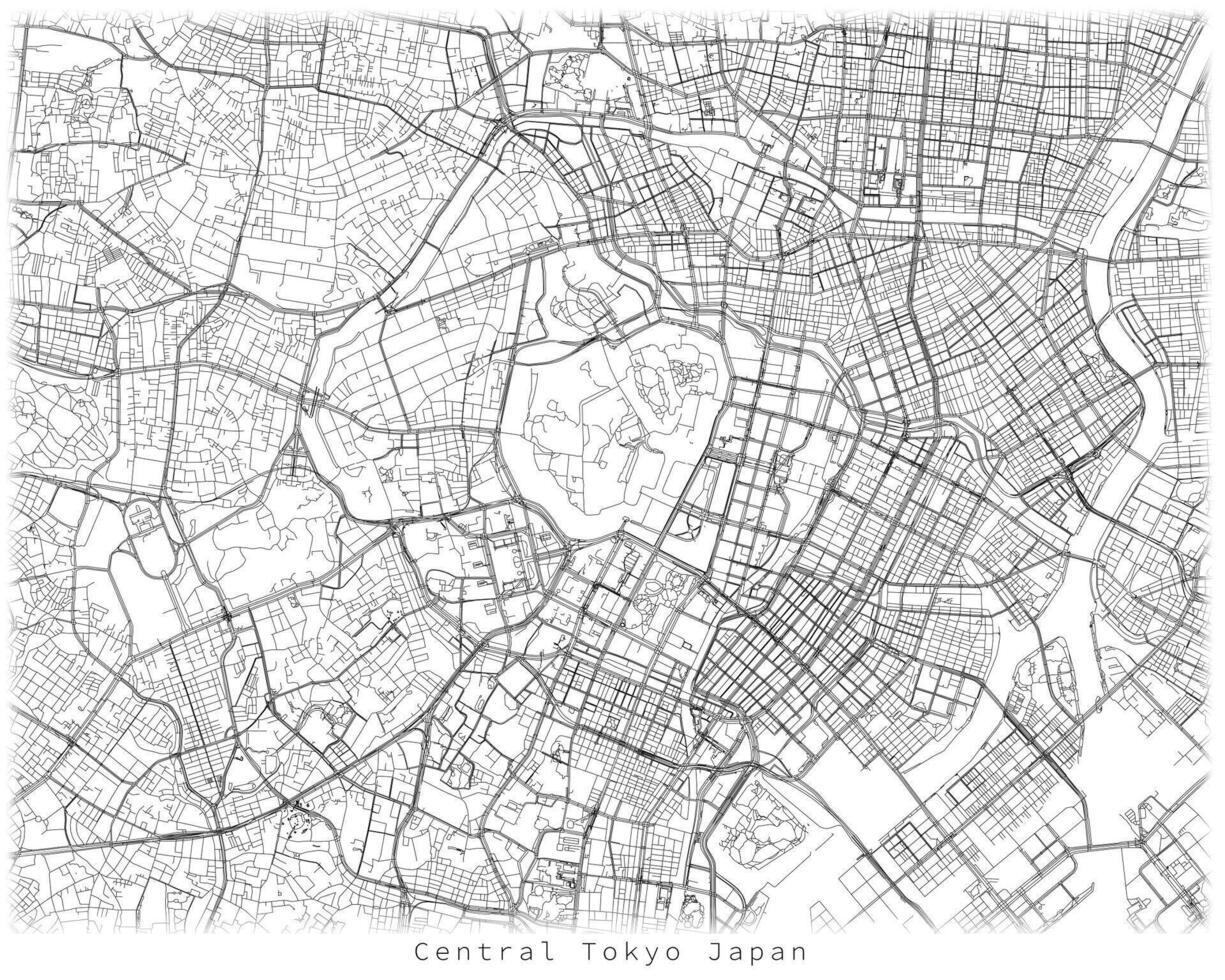 centraal tokyo Japan, stedelijk detail straten wegen kaart ,vector element sjabloon beeld vector