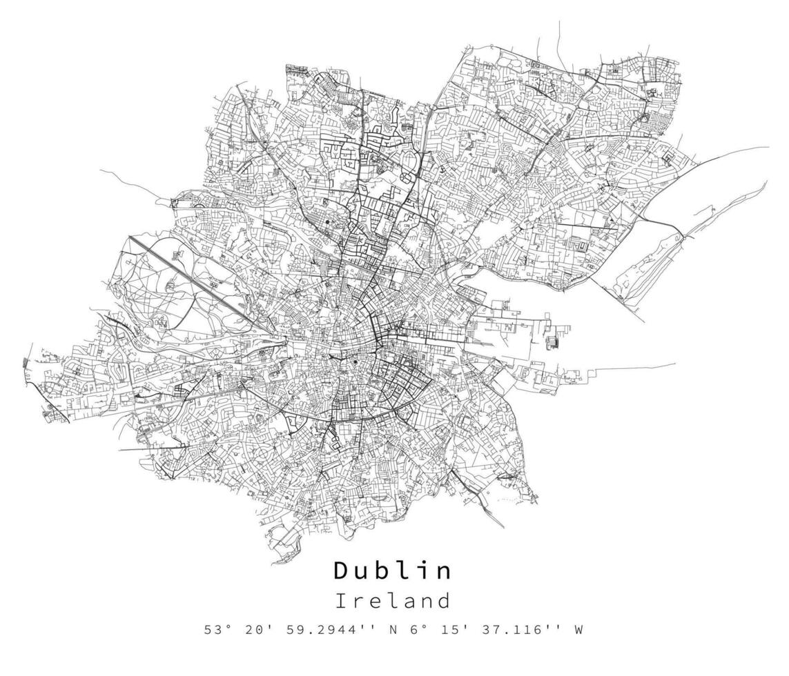 Dublin Ierland stedelijk detail straten wegen kaart ,vector element sjabloon beeld vector