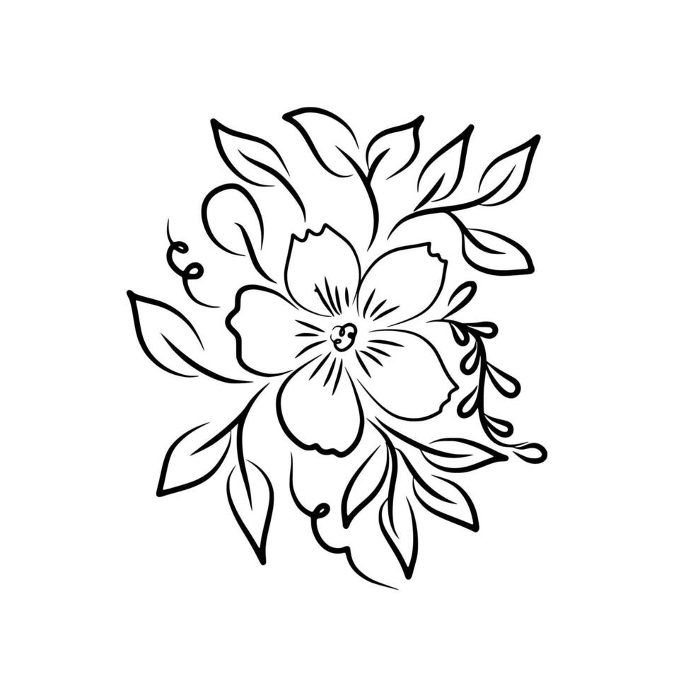 bloem arrangement lijn tekening clip art. zwart en wit schets. vector