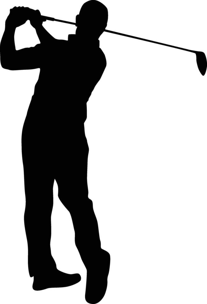 silhouet van golf speler houding illustratie in vector