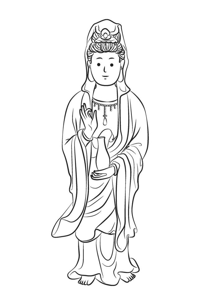 guan yin kwan im tekenfilm illustratie vector