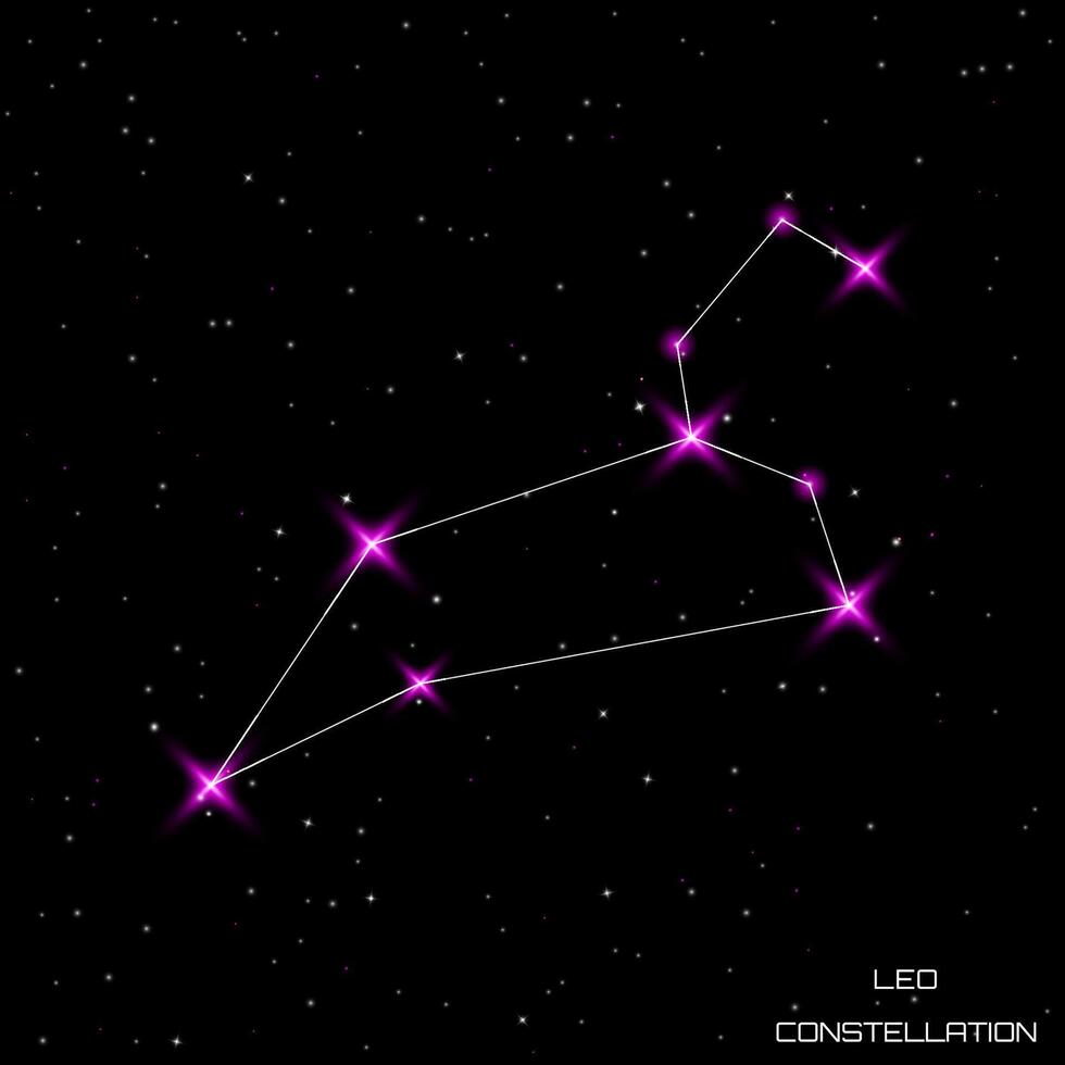cozodiak tekens. de sterrenbeeld van Leo in de zwart sterrenhemel lucht. vector illustratie.