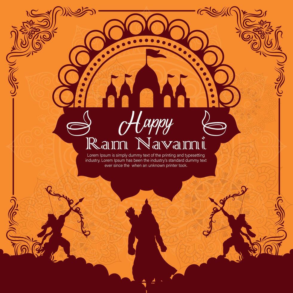 gelukkig RAM navami cultureel banier Hindoe festival verticaal post wensen viering kaart RAM navami viering achtergrond en RAM navami groeten geel beige achtergrond vector