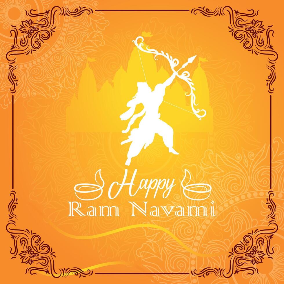 gelukkig RAM navami cultureel banier Hindoe festival verticaal post wensen viering kaart RAM navami viering achtergrond en geel achtergrond Indisch hindoeïsme festival sociaal media banier vector