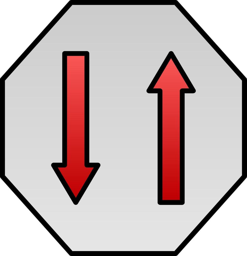 twee manier lijn gevulde helling icoon vector