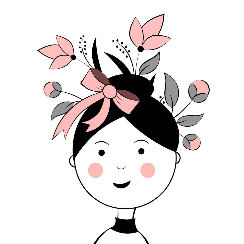 vrouw met bloemen Aan haar hoofd. persoonlijk groei vector