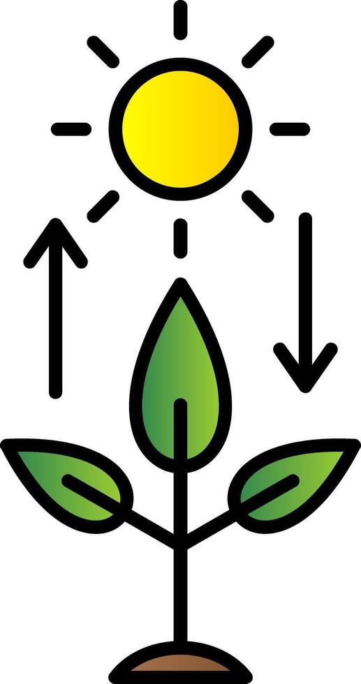 fotosynthese lijn gevulde helling icoon vector